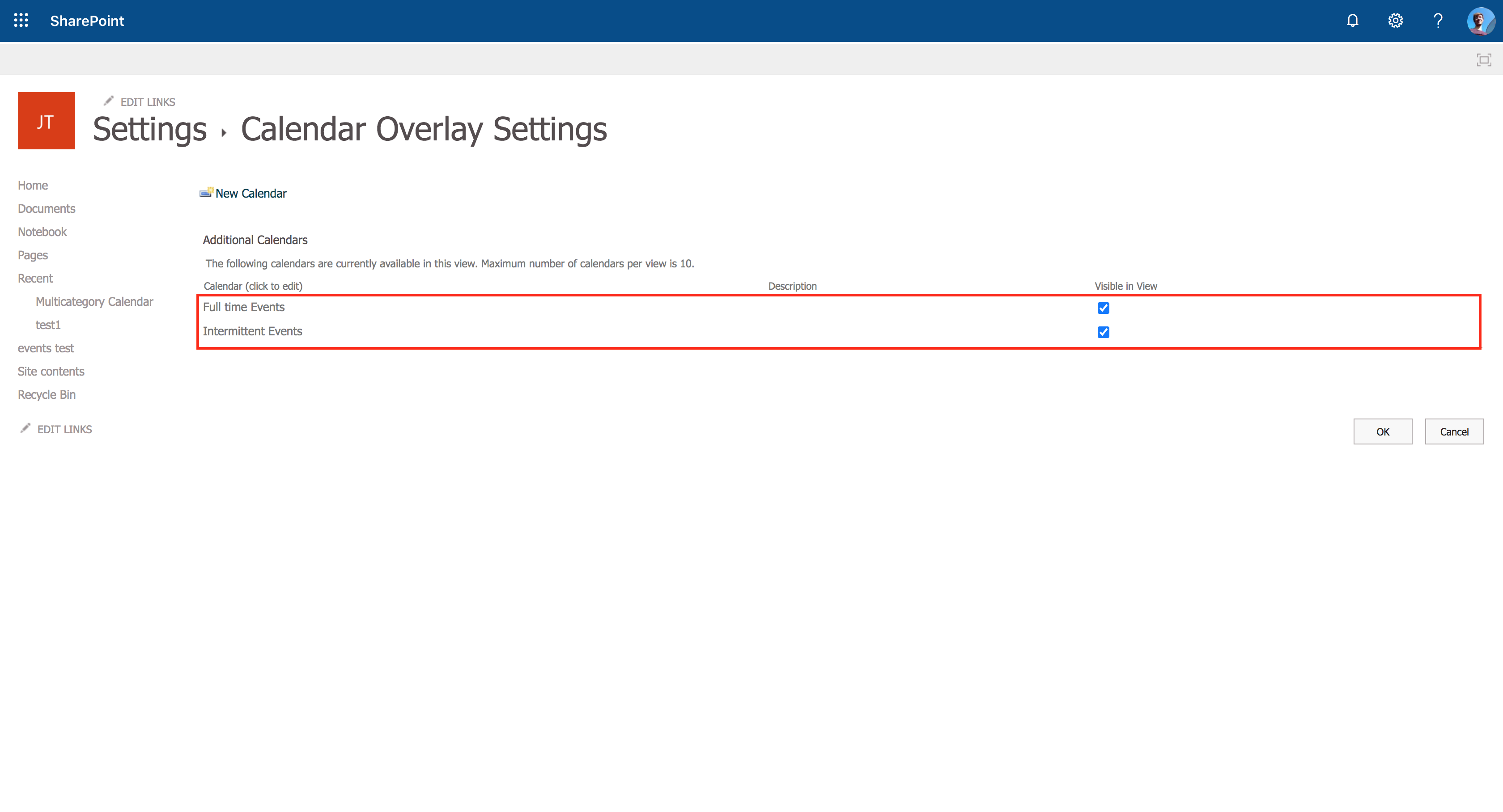 SharePoint: Multicoloured events in Calendar