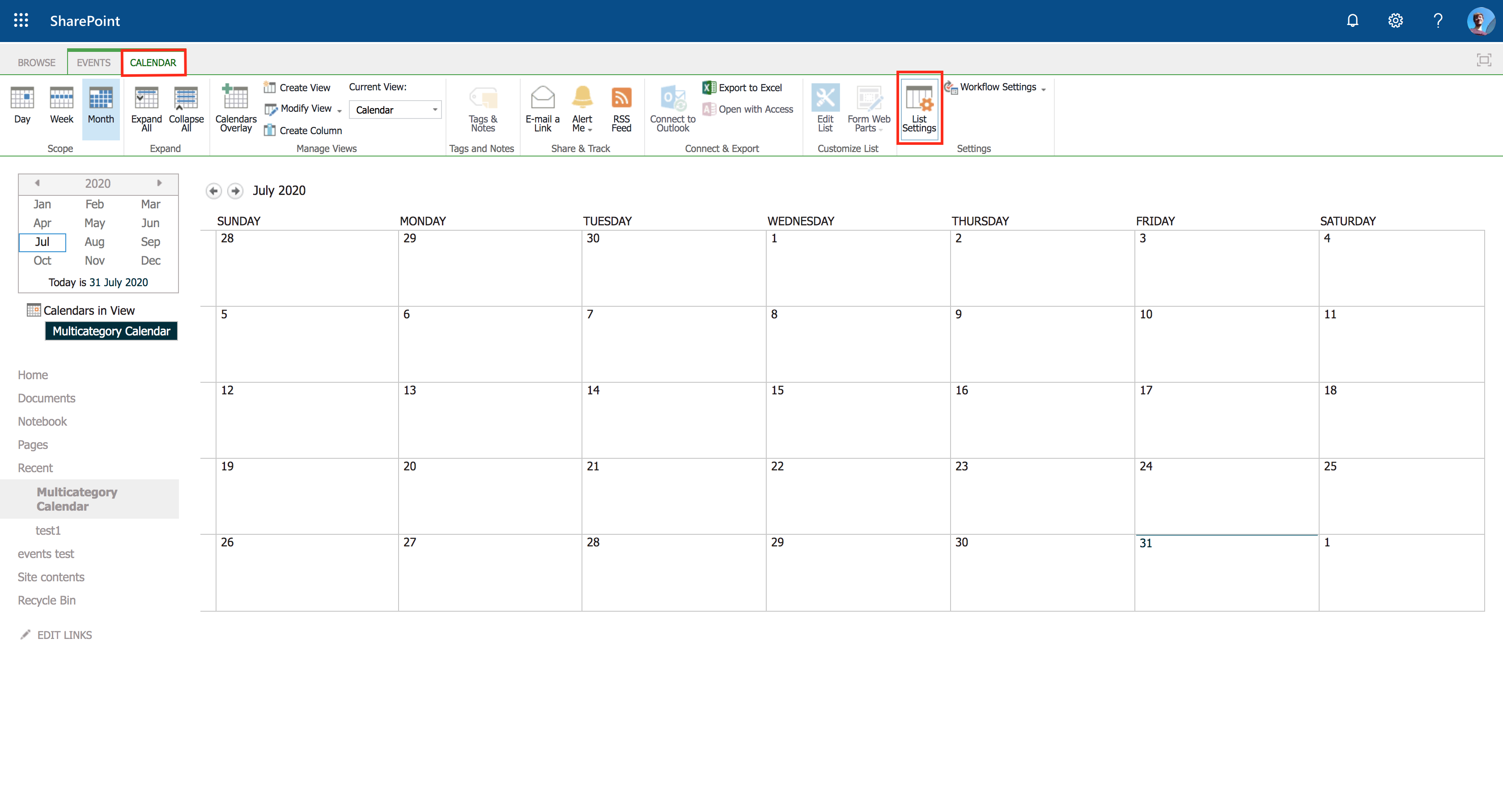 SharePoint: Multicoloured events in Calendar